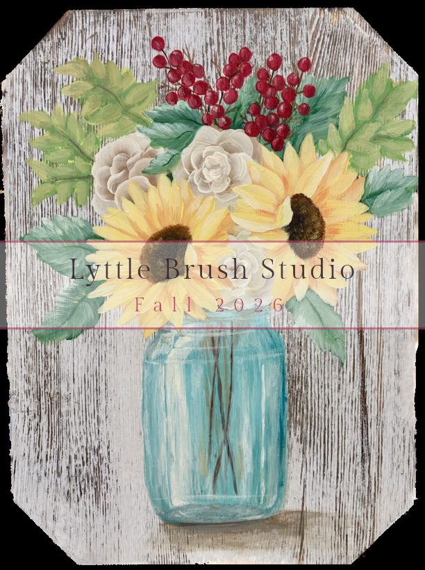 Sunflowers in a mason jar, hand-painted on an MDF wood board by Lyndsey